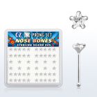 nbzsc box of silver nose bones with star clear prong set cz