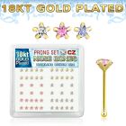 nbzsmg 18k gold plated silver nose bones prong cz star