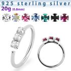 nham 925 silver seamless nose ring 1.5mm prong set color crystals