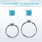 nhge7 aro continuo nariz plata 925 con genuina 2mm turquesa engastada distribuidor