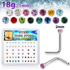 nlc18xm 316l steel nose studs round crystal tops assorted