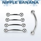 npbnb5 surgical steel nipple banana w two 5mm balls