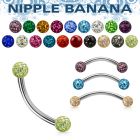 npbnfr4 surgical steel nipple banana 4mm multi crystal ferido balls resin cover