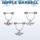 npdl26 banana pezon acero quirurgico bolas 5mm conectadas cz corazon alas al por mayor