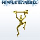 nptd14 barbell pezon acero 316l pvd dorado cono 5mm final flecha hombre colgando oro mayorista