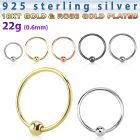 ns05 sterling silver nose hoop with ball with diameter 8mm