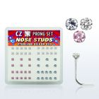 nsczbxm caja display piercing nariz l plata esterlina 925 0 6mm zirconia redondas 2mm distribuidor