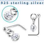 nsdvm1 925 sterling silver nose stud ball dangling crystal