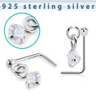 nsdvpz1 silver nose stud ball prong set dangling cz