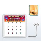 nsfbs16m caja display 16 piercing nariz l plata esterlina 925 0 6mm cristal extra plano redondo 2 5mm venta