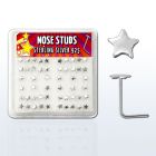 nssarbx box of silver nose studs with 3mm silver star tops