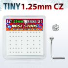 nszbc12 caja display piercing nariz plata esterlina 925 0 6mm zirconia 1 25mm colores claros mayorista
