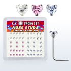 nszbhm caja display piercing nariz l plata esterlina 925 0 6mm zirconia corazon 3mm al por mayor