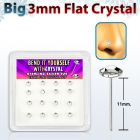 nyfb16c caja display 16 piercing nariz doblar tu mismo plata esterlina 925 0 6mm cristal claro redondo extra plano 3mm al por mayor