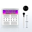 nykbbx2 box w silver bend it nose studs, w 2mm black ball tops