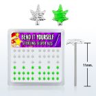 nyma silver bend it nose studs with silver green marijuana