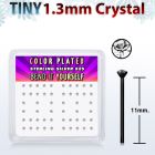 nyrb6xc box w 52 pcs of black plated silver bend it yourself nose studs w tiny 1 25mm clear round crystal tops