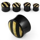 phmx black horn double flared plug with wood accents