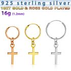 phod35 piercing helix aro liso plata esterlina colgante cruz plata