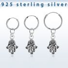 phod40 piercing helix aro liso plata esterlina colgante hamsa plata