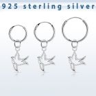 phod42 silver helix hoop earring w a silver bird dangling