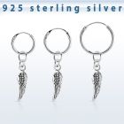 phod44 piercing helix aro liso plata esterlina colgante ala pajaro plata