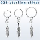 phod47 piercing helix aro liso plata esterlina colgante pluma plata