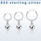 phod48 silver helix hoop earring w silver heart dangling