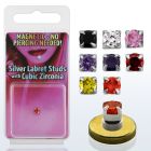 pkmz3m piercing labret falso magnetico plata 925 3mm zirconia redonda bandeja magnetica dorada 1 pieza distribuidor mayorista