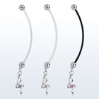 pndz410 piercing ombligo embarazada bolas 5mm acero colgante zirconia plata longitud 50mm venta