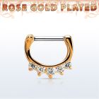 rsepq16 septum clicker plata 925 oro rosa 18 kts barra cierre acero 316l 1 zirconia 4 zirconia barra 14 516 6mm 8mm al por mayor