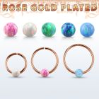 rsselo22 rose gold silver seamless ring, 22g w 3mm opal ball
