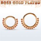 rsspv18 rose gold plated silver seamless septum ring,18g w beads