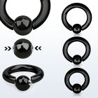 sbcrt6 black 316l steel spring ball closure ring 6g w 8mm ball