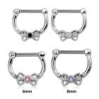 sepk16 high hanging septum clicker w bow cz stone in center