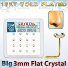 sfbrg16c caja 16 piercing nariz l plata esterlina 925 0 6mm oro 18 kts cristal claro extra plano 3mm mayorista