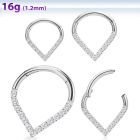 sgsh15 316l steel hinged segment ring round cz pear shape