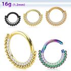 sgtsh18 anodized 316l steel hinged segment ring cz chainball