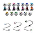 spe2c 316l steel eyebrow spiral with two 3mm bezel set balls