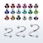 spec3 316l steel eyebrow spiral with two 3mm multi jewel balls
