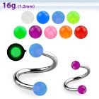 speglb espiral ceja acero quirurgico bolas acrilicas brillan oscuridad 3mm venta