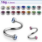 spehjb3 316l steel eyebrow spiral w 3mm bezel set half balls