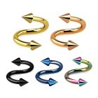 spetcn25 anodized surgical steel spiral with two 2 5mm cones