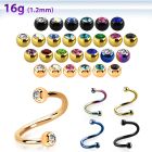 spetjb25 anodized 316l steel spiral with 2 tiny 2.5mm jewel balls