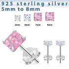 sqv9m pair of silver ear studs with prong fancy cut cz stone