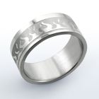 sr204 matte stainless steel carving ring with flames design