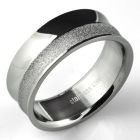 sr300 stainless steel ring w high polish sandblasted band