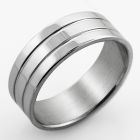 sr314 anillo grabable acero inoxidable brillo espejo doble ranura central mayorista