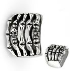 sr340 316l steel ring with fnger skeleton with small skulls