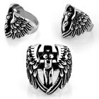 sr341 316l steel ring with naked beheaded virgin with wings